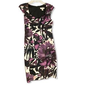 DressBarn Abstract Purple & Black Sleeveless Dress